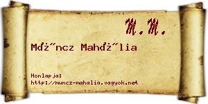 Müncz Mahália névjegykártya